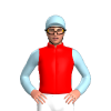 Red, Light Blue Sleeves And Cap