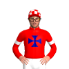 Red, Dk. Blue Maltese Cross, White Armbands, Dk. Blue, Red And White Checkered Cap