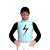 Light Blue, Black Lightning Bolt, Sleeves And Cap