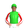Lime Green, Red And White Striped Sleeves, Lime Green Cap