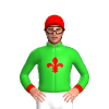 Lime Green, Red Fleur De Lys And Cuffs, Red Cap With Lime Green Fleur De Lys