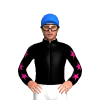 BLACK, MAGENTA FIVE STARS, BLACK SLEEVES,MAGENTA STARS, Blue cap