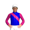MEDIUM BLUE, MAGENTA RIGHT SASH, SLEEVES, White cap