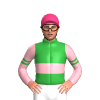 GREEN, LIGHT PINK DOUBLE BAND, LIGHT PINK SLEEVES, GREEN DOUBLE ARMBAND, Pink cap