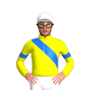 YELLOW, BLUE RIGHT SASH, BLUE ARMBANDS, White cap