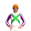 WHITE, GREEN CROSSED SASHES, PURPLE SLEEVES, WHITE STRIPE, Orange cap