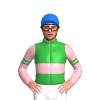 GREEN, LIGHT PINK DOUBLE BAND, LIGHT PINK SLEEVES, GREEN DOUBLE ARMBAND, Blue cap