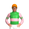 GREEN, LIGHT PINK DOUBLE BAND, LIGHT PINK SLEEVES, GREEN DOUBLE ARMBAND, Orange cap