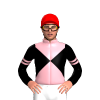BLACK, LIGHT PINK DIABLO, BLACK SLEEVES, LIGHT PINK DOUBLE ARMBANDS, LIGHT PINK COLLAR, Red cap