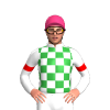 WHITE, GREEN CHECKS, WHITE SLEEVES, RED ARMBANDS, Pink cap