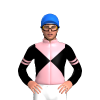 BLACK, LIGHT PINK DIABLO, BLACK SLEEVES, LIGHT PINK DOUBLE ARMBANDS, LIGHT PINK COLLAR, Blue cap
