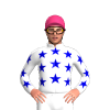 WHITE , MEDIUM BLUE STARS, WHITE SLEEVES, MEDIUM BLUE STARS, Pink cap