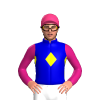 MEDIUM BLUE, YELLOW DIAMOND BAND, MAGENTA SLEEVES, Pink cap