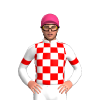 WHITE, RED CHECKS, WHITE SLEEVES, RED ARMBANDS, Pink cap