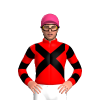 RED, BLACK CROSSED SASHES,RED SLEEVES, BLACK HOOPS, Pink cap