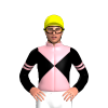 BLACK, LIGHT PINK DIABLO, BLACK SLEEVES, LIGHT PINK DOUBLE ARMBANDS, LIGHT PINK COLLAR, Yellow cap