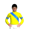 YELLOW, BLUE RIGHT SASH, BLUE ARMBANDS, Black cap