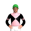 BLACK, LIGHT PINK DIABLO, BLACK SLEEVES, LIGHT PINK DOUBLE ARMBANDS, LIGHT PINK COLLAR, Green cap