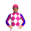 WHITE, MAGENTA DIAMOND CHECK, MAGENTA SLEEVES, MEDIUM BLUE STRIPE, MAGENTA COLLAR, Pink cap