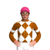 BROWN, WHITE DIAMOND CHECKS, BROWN SLEEVES, WHITE ARMBANDS, Pink cap