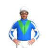 BLUE, GREEN VEE, BLUE SLEEVES, WHITE STRIPE, WHITE ARMBANDS, CUFF, White cap