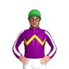 PURPLE, YELLOW ZIGZAG CHEVRON, PURPLE SLEEVES, WHITE STRIPE, Green cap
