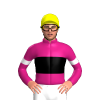 MAGENTA, BLACK BAND, WHITE ARMBAND, Yellow cap