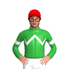 GREEN, WHITE ZIGZAG CHEVRON, ARMBANDS, Red cap