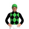 GREEN, BLACK DIAMOND CHECK, BLACK SLEEVES, COLLAR, Green cap