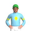SKY BLUE, YELLOW DIAMOND BAND,SKY BLUE SLEEVES, YELLOW DOUBLE ARMBANDS, Green cap