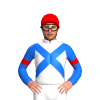 WHITE, BLUE CROSSED SASHES, SLEEVES, RED ARMBANDS, Red cap