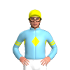 SKY BLUE, YELLOW DIAMOND BAND,SKY BLUE SLEEVES, YELLOW DOUBLE ARMBANDS, Yellow cap