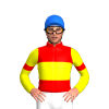 RED, YELLOW BAND, SLEEVES, RED ARMBANDS, Blue cap