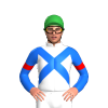 WHITE, BLUE CROSSED SASHES, SLEEVES, RED ARMBANDS, Green cap