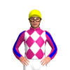 WHITE, MAGENTA DIAMOND CHECK, MAGENTA SLEEVES, MEDIUM BLUE STRIPE, MAGENTA COLLAR, Yellow cap