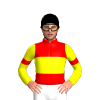 RED, YELLOW BAND, SLEEVES, RED ARMBANDS, Black cap