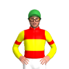 RED, YELLOW BAND, SLEEVES, RED ARMBANDS, Green cap