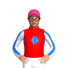 RED, BLUE DIAMOND BAND, WHITE SLEEVES, BLUE STRIPE SLEEVES, Pink cap