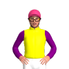 YELLOW, PURPLE FIVE STARS, SLEEVES, Pink cap