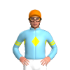 SKY BLUE, YELLOW DIAMOND BAND,SKY BLUE SLEEVES, YELLOW DOUBLE ARMBANDS, Orange cap