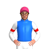 BLUE, WHITE SIX SPOTS, SLEEVES, RED ARMBANDS, Pink cap