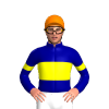 DARK BLUE, YELLOW BAND,ARM BAND, Orange cap