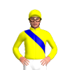 YELLOW, MEDIUM BLUE RIGHT SASH, Yellow cap