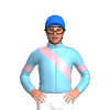 SKY BLUE,LIGHT PINK RIGHT SASH,SKY BLUE SLEEVES,LIGHT PINK ARMBANDS, Blue cap