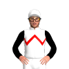WHITE, RED ZIGZAG CHEVRON , BLACK SLEEVES, White cap
