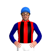 RED,BLACK STRIPES,NAVY BLUE SLEEVES, Blue cap