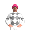 WHITE, GREY DIAMOND CHECKS, GREY ARMBANDS, Pink cap
