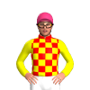 RED, YELLOW CHECKS, SLEEVES, Pink cap