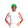 WHITE, RED FIVE STARS, WHITE SLEEVES,RED STRIPE, Green cap
