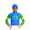 BLUE, GREEN ZIGZAG CHEVRON, SLEEVES, YELLOW ARMBANDS, Blue cap